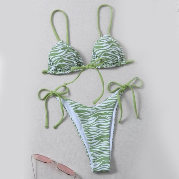 SHEIN Other - SHEIN🌺Zebra Print Triangle Tie Bikini👙Sz M